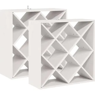 vidaXL Weinregal 2 pcs Weiß 62 x 25 x 62 cm Massives Kiefernholz - Weiß