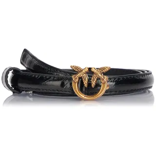 Pinko Damen Love Berry H1 Belt Soft Naplack Gürtel, Z99q_schwarz-Antique Gold, L