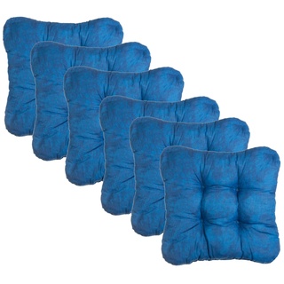 Brandsseller Kissen-Set Sitzkissen Dekokissen Stuhlkissen Zierkissen Stuhlauflage 6er-Set Blau