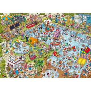 Ravensburger Puzzle 12001164 - Ray Nicholson: Der Pool - 1000 Teile Comic-Puzzle, humorvoll und detailreich illustriert, für Puzzlefans ab 14 Jahren