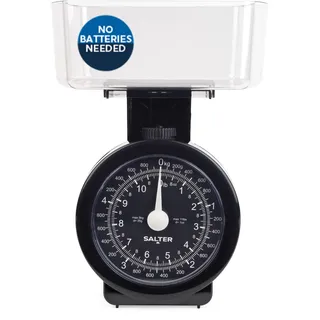 SALTER Küchenwaage Analog 5kg, Mechanische Küchenwaage mit Schüssel, Waage Küchenwaage Retro Design, Spülmaschinenfeste Backwaage mit Zuwiegefunktion, Gut Lesbares Zifferblatt