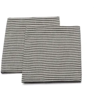 Linenme Set mit 2 Geschirrtücher Halbleinen 47x70 cm Jazz - Küchentücher & Handtücher Natürlich 53% Leinen, 47% Baumwolle mit Aufhänger in Schwarz gestreift, Hergestellt in Litauen
