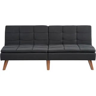 Beliani Schlafcouch Stoff 3-Sitzer Schwarz