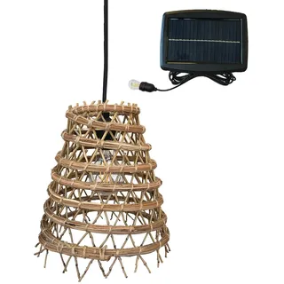 Lumisky Solar-Hängeleuchte Zakari Solar, aus Dattelpalmenfaser, mit Hybridkabel, Netz- und Solarkabel, 5 m Länge
