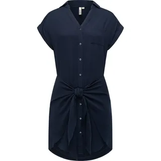Blusenkleid RAGWEAR "Blusenkleid Bahaya", Damen, Gr. XL, N-Gr, blau (navy), Obermaterial: 100% Viskose CV., Kleider Blusenkleid