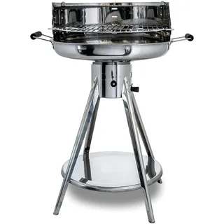 Aktiva Holzkohlegrill Rundgrill – Edelstahlgrill mit Belüftung – Outdoorgrill mit Edelstahlgrillrost – Garten Holzkohlegrill