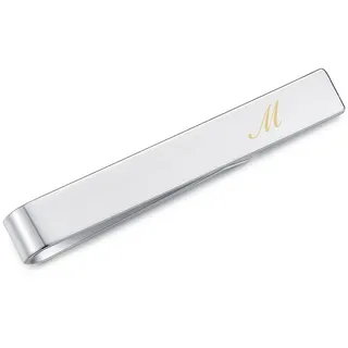 HONEY BEAR 4cm Herren Briefe Initialen Kinder Krawattennadel Krawattenklammer für schmale Krawatten Edelstahl Tie Clip,MEHRWEG (M 4cm)