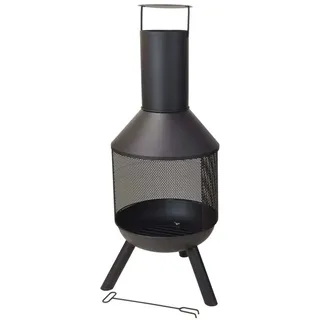Akna Gartenkamin Terrassenofen Metall Schwarz Ø 44,5 cm 116 cm Höhe