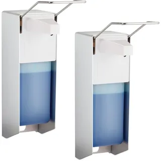 Relaxdays Desinfektionsspender 1000 ml Silber/Weiß