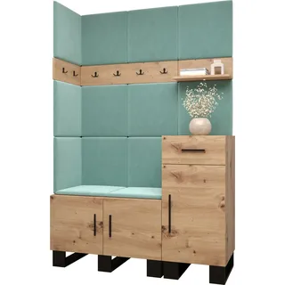 Garderobe ARTIN Set 10 mit gepolsterten Paneelen Industrial Design - Braun