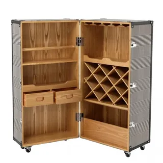 Casa Padrino Luxus Bar Schrank im Vintage Koffer Design Schwarz / Weiß - Kommode - Art Deco Barock Jugendstil Kofferschrank - Luxus Hotel Bar Trolley - Schwarz