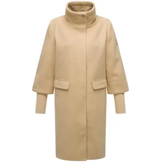 Navahoo modischer Damen Übergangsmantel in Woll-Optik mit Rippstrickärmeln Polarblüte 14 beige, Gr. L - L