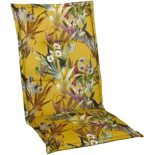 Sesselauflage , Blau, Braun, Gelb, Grün, Rosa, Weiß , Textil , Blume , Füllung: Schaumstoff, Vlies , 48x4x118 cm , Made in Germany , mittels Bändern zu befestigen , Gartenmöbel, Gartenpolster & Auflagen, Sesselauflagen