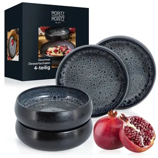 Moritz & Moritz SOLID 4x Kleine Schalen - 300ml - Dip Schälchen aus Steinzeug für Dessert, Snack, Suppe, Salat, Eis, Tapas und Antipasti