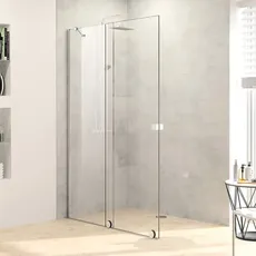 Bild von Xtensa pure Walk-In Gleittür 1teilig, mit festem Segment, Breite:100cm, Anschlag links, Stabilisationsbügel, XT0121, Duschkabinen: Profilfarbe silber hochglanz Glas ESG klar