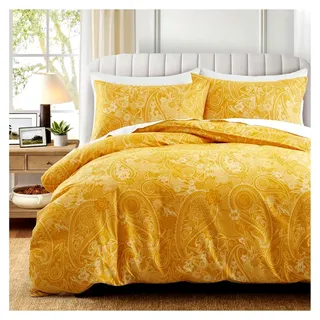 vogiay Mikrofaser Gelb Paisley 135 x 200 cm + 80 x 80 cm