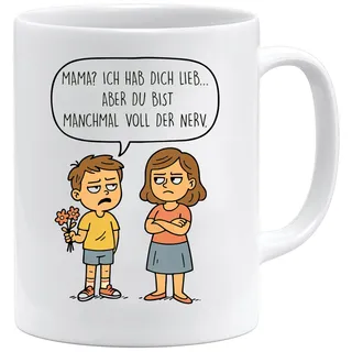 Jungle Mug Lustige Mama Tasse – Mama ich hab dich lieb aber du bist manchmal voll der Nerv | Witziges Muttertagsgeschenk | Geschenk für Frauen Oma