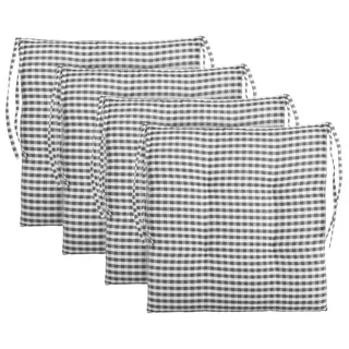 Brandsseller Sitzkissen Stuhlkissen kariert Kissen Sitzpolster Garten Auflage - 40 x 40 cm - anthrazit, hellgrau, braun, beige (4er-Paket, Anthrazit)