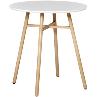 Mid.you Esstisch , Weiß, Eichefarben , Metall, Holzwerkstoff , rund , Rundrohr , 70x75x70 cm , Esszimmer, Esstische, Esstische rund