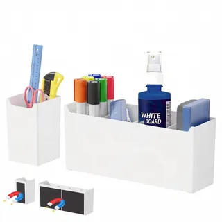 FRETONBA Magnetischer Stiftehalter Whiteboard, Stifthalter Magnetisch mit 3 Abnehmbare Trennplatten, Magnetisch Markerhalterung, Magnet Stiftablage für Schule, Kühlschrank (Groß+Klein)