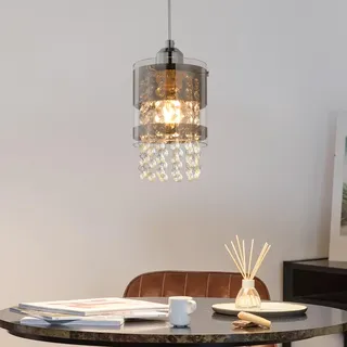 ZMH Pendelleuchte Modern Esstisch Hängelampe: 1 Flammig E27 Glas Hängeleuchte 150CM Max Höhenverstellbar Design Kristall Pendellampe für Wohnzimmer Schlafzimmer Küche Esszimmer Ohne Leuchtmittel