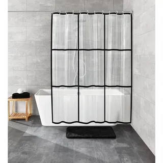 Kleine Wolke Duschvorhang Brooklyn Transparent-Schwarz 200 cm x 180 cm