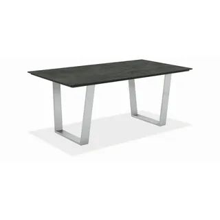 Niehoff Garden Gartentisch , Edelstahlfarben, Graphitfarben , Kunststoff , Betonoptik , rechteckig , Kufe , 95x76x220 cm , wetterbeständig , Gartenmöbel, Gartentische, Gartentische