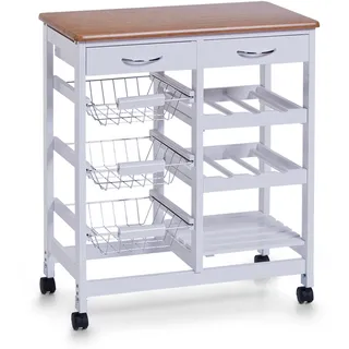 Zeller Present Servierwagen , Weiß , Holzwerkstoff , 66x36x76 cm , Esszimmer, Barmöbel, Barwagen