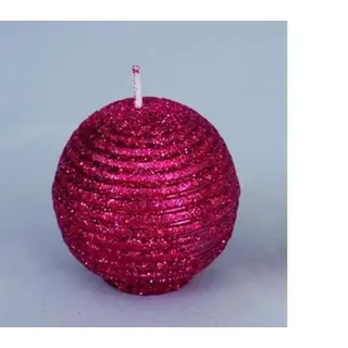 Euronatale Gestreifte Kugelkerze 60 mm rot, wie Foto, einzigartig