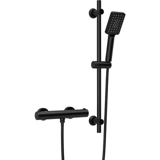 Görbach Thermostat Duscharmatur Duschstangen-Set Schwarz DS1208