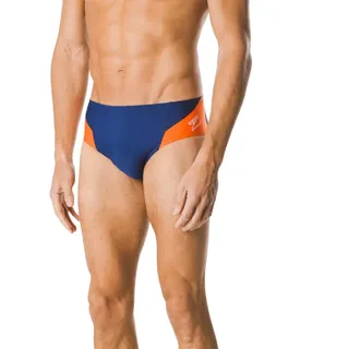 Speedo Endurance+ Launch Splice Badehose für Herren, Herren, Badeanzug, Swimsuit Brief Endurance+ Splice Team Colors, Marineblau/Orange, 26