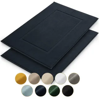 Blumtal Badematte Vilto 2er-Set, 50/80 cm, Dunkelblau , Textil , Rechteckig , 80x50 cm , Oeko-Tex® Standard 100 , Heimtextilien, Badtextilien, Badematten
