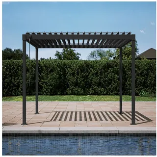 SunFun Pergola 3x3 m Stahl Pfostenstärke 8x8 cm mit Lamellendach anthrazit