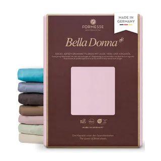 Formesse Bella Donna Jersey Spannbetttuch Rose 90x190-100x220 | FORMESSE Farbe Rose; 90x190-100x220cm, bis 30cm; 97% Baumwollzwirn, 3% Elastan; Aloe vera&Arganöl, intensive Farben