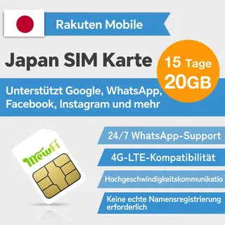 mewfi Japan SIM-Karte – Nur Daten, Keine Anrufe/SMS – 4G Netz – Aktivierung erforderlich – 24/7 Whatsapp Support