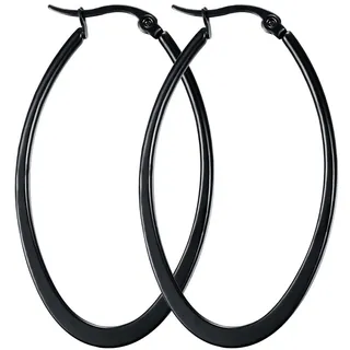 Caimeytie Oval Ohrringe Damen Creolen Edelstahl Schwarz