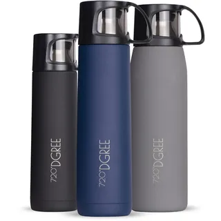 720°DGREE Thermoskanne mit Becher 1l “Follow” - 3 Größen, 12h Heiß, 24h Kalt, Auslaufsicher, BPA-Frei - Edelstahl Thermosflasche, Isolierflasche für Kaffee, Tee bei der Arbeit, Schule, To Go