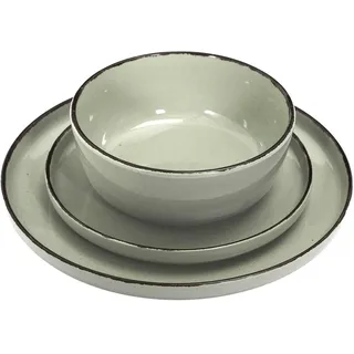 HowHomely Tellerset Dekoteller Essteller 12er Set Keramik grün Esstisch Boho