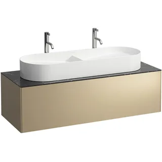 LAUFEN SONAR Schubladenelement, 1 Schublade, passend zu Waschtisch H812348, H812349, Ausschnitt mittig für den Waschtisch, H4054710341401, Farbe: Gold/ Nero Marquina