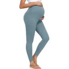 ACTINPUT Umstandsleggings Damen Blickdicht High Waist Umstandshose Elastisch Schwangerschaftsleggings Umstandsmode Leggings for Schwangerschaft(See Blau,S)