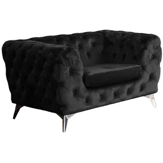 Kawola Sessel Narla Schwarz Velvet , Textil , Füllung: Komfortschaum , 120x71x87 cm , Wohnzimmer, Sessel, Chesterfield-Sessel
