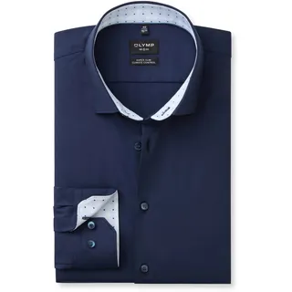 OLYMP Businesshemd »No. Six 24/Seven super slim« Manschette und Krageninnenseite kontrastfarben gemustert, blau
