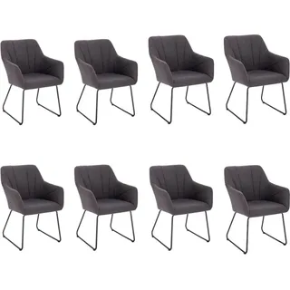 HOME DELUXE - Esszimmerstuhl PAKU - 8er Set, Farbe: Anthrazit, Höhenverstellbar, weiche Polsterung, bis 120 kg belastbar I Küchenstuhl Speisestühle Esszimmerstühle - Grau