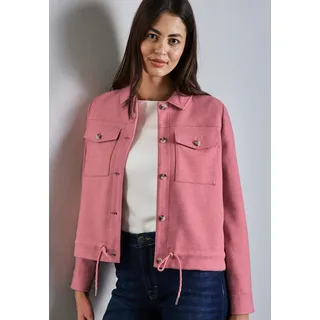 Hemdjacke STREET ONE, Damen, Gr. 46, rot (sugar coral), Stoff, Obermaterial: 90% Polyester, 10% Viskose, meliert, normal hüftlang, Manschette, Jacken Hemdjacke, in Wolloptik