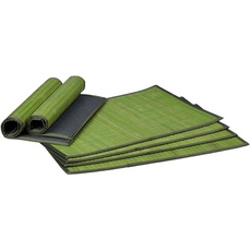 Bild von Tischset 6 teilig, Platzdeckchen, Bambus, rutschhemmende Unterseite, 30 x 45 cm, 6er Platzset, 6 Tischmatten, abwischbar, grün