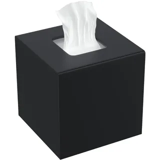 AITEE Acryl Quadratisch Kosmetiktücherbox: 14×14×14 cm Mattschwarz Taschentuchbox mit Magnetabdeckung für Esszimmer Badezimmer Schlafzimmer Büro Couchtisch Auto