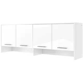 Furniture24 Aufsatz Concept PRO CP10 Schrank 4 Türiger für Wandklappbetten Horizontal Weiß/Weiß Hochglanz - Weiß