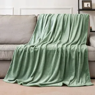 MIULEE Kuscheldecke Flauschig Decke Fleecedecke Wohndecken Couchdecke Flauschig Überwurf Mikrofaser Tagesdecke Sofadecke Blanket Für Bett Sofa Schlafzimmer Büro 150x200 cm Matcha Grün