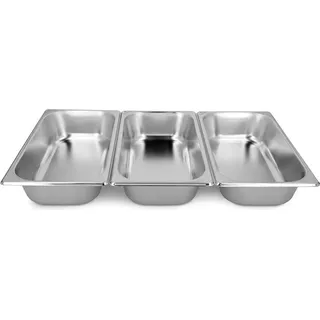 Edelstahl-Grillset, 3-teilig C 3 Grillschalen (32,5 x 17,5 x 6,5 cm) C f1r Schnitzel, Fleisch und Fisch C rechteckige Metall-Grillschnur