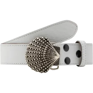Rettungsring Gürtel Ledergürtel, mit austauschbarer Schließe »Muschel Nieten Silber«, weiß